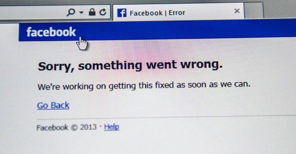 errori pagina Facebook
